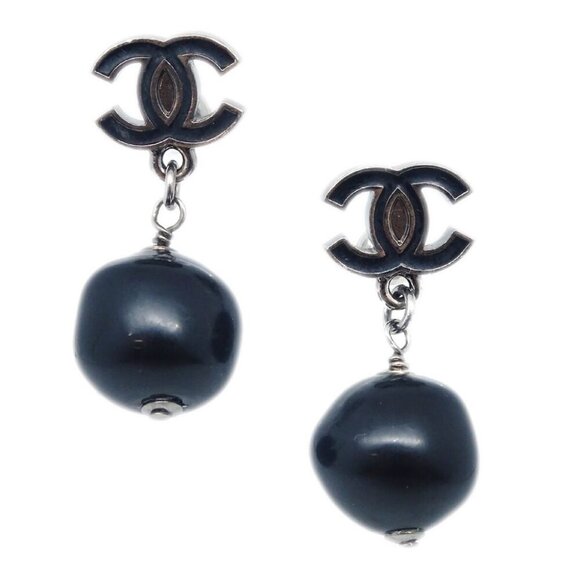 Chanel Piercing Dangle Earrings Black 10C 171582 - Picture 1 of 4